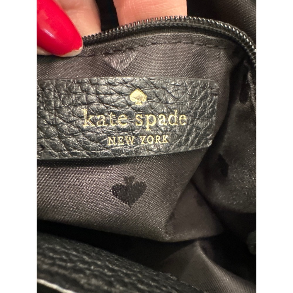 Kate Spade New York Pebble Leather Shoulder Bag Black purse Gold Hardware Leila - Picture 10 of 13
